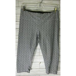 Prana Misty Knicker Capri Athletic Pant Silver Jacquard Performance Knit Size Lg